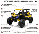 Montable 105 Todo Terreno 24v 4x4 (Amarillo) , llantas de goma, Con Control Remoto