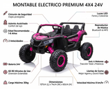 Montable 105 Todo Terreno 24v 4x4 (Rosa) llanta de goma, Con Control Remoto