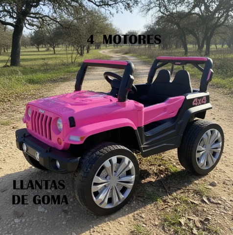 Montable Mini Rubicon 4x4 llantas de goma, con control remoto (Rosa)