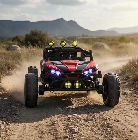 Montable Super Buggy 4x4 llantas de goma, con control remoto (Rojo)